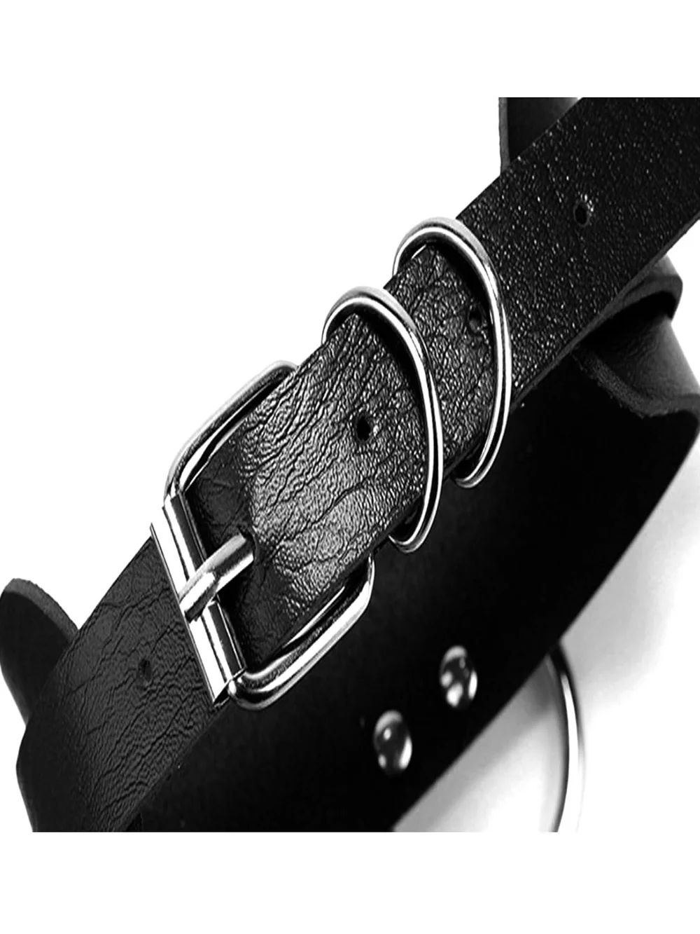 Black Faux Leather O-Ring Choker Necklace